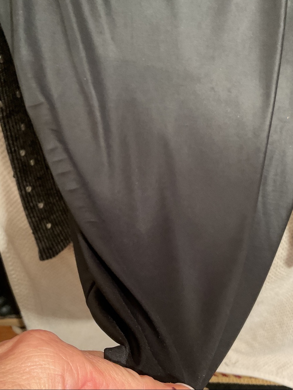 Vocal Black Long Sleeve Top with Striped Pearl-Studded Sleeves - Picture 2 of 3